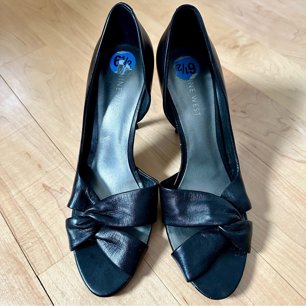 Black Leather Criss Cross Heels